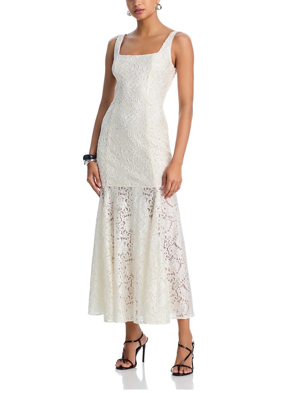 NWT Aqua Ivory Lace Square-Neck Maxi Dress size small